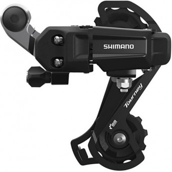 Переключатель задний SHIMANO TOURNEY, TY200, GS, 6/7 скоростей для 14-28T, крепление на болт, черный, без упаковки Переключатель задний SHIMANO TOURNEY, TY200, GS, 6/7 скоростей для 14-28T, крепление на болт, черный, без упаковки